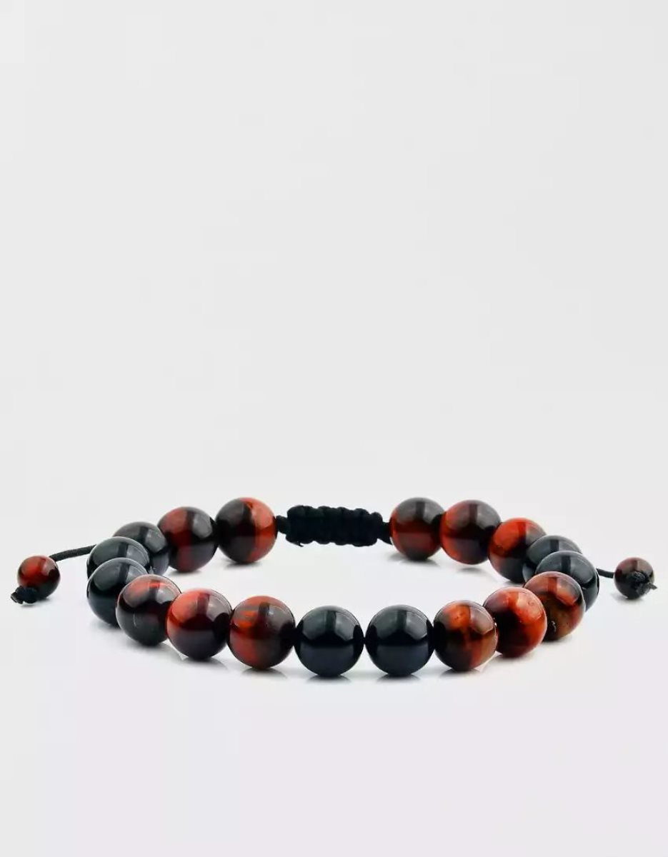 Bijoux American Eagle Natural Stone Beaded Bracelet Rouge Homme | ETW-32150622